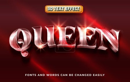 Illustration for Queen 3d editable text effect style - Royalty Free Image