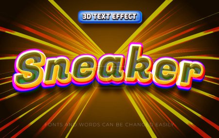 Illustration for Sneaker 3d editable text effect style - Royalty Free Image