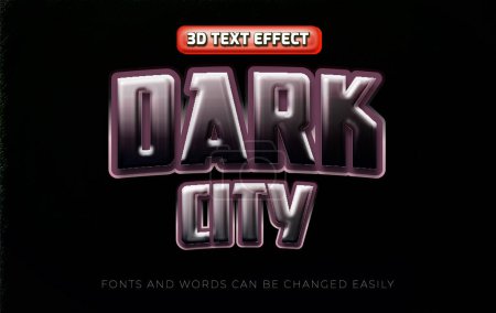 Illustration for Dark city super hero 3d editable text effect style - Royalty Free Image