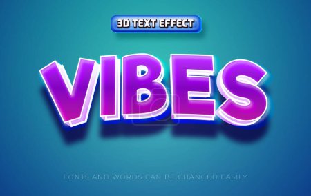 Illustration for Vibes 3d editable text effect style - Royalty Free Image