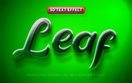 Illustration for Leaf 3d editable text effect style - Royalty Free Image