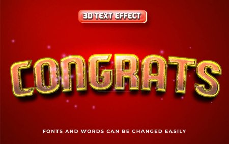 Illustration for Congrats 3d editable text effect style - Royalty Free Image