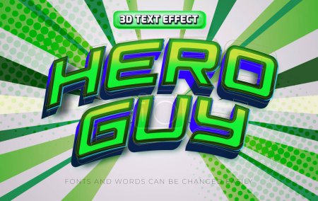 Ilustración de Héroe chico cómic estilo 3d efecto de texto editable - Imagen libre de derechos