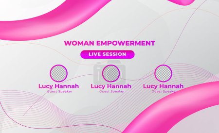 Ilustración de Mujer rosa conferencia reunión en vivo medios sociales web banner vector - Imagen libre de derechos