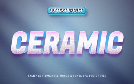 Illustration for Ceramic style 3d editable text effect - Royalty Free Image