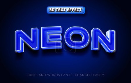 Illustration for Neon shiny 3d editable text effect style - Royalty Free Image