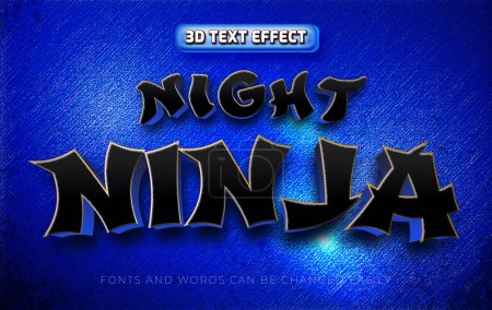 Illustration for Night ninja blue 3d editable text effect style - Royalty Free Image