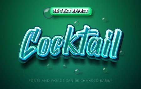 Illustration for Cocktail drink 3d editable text effect style - Royalty Free Image