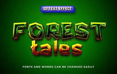 Ilustración de Bosque cuentos selva 3d editable estilo de efecto de texto - Imagen libre de derechos