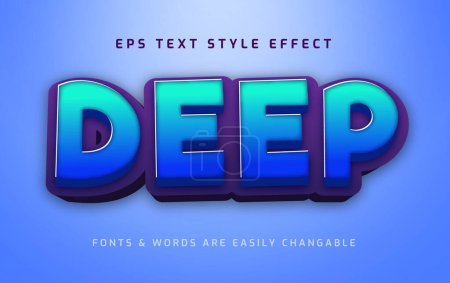 Illustration for Deep bold blue 3d editable text style effect - Royalty Free Image