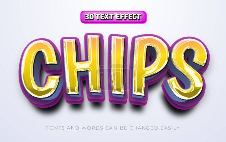 Illustration for Chips headline 3d editable text effect style - Royalty Free Image