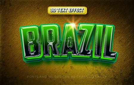 Foto de Brasil fútbol Copa del mundo 3d editable estilo de efecto de texto - Imagen libre de derechos