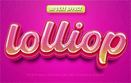 Illustration for Lollipop 3d editable text effect style - Royalty Free Image