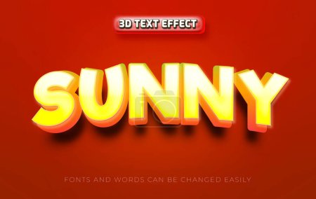 Illustration for Sunny yellow 3d editable text effect style - Royalty Free Image