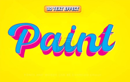 Illustration for Cartoon paint 3d editable text effect style - Royalty Free Image