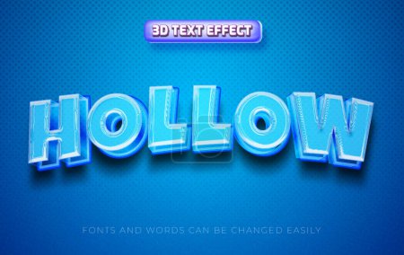 Illustration for Hollow blue 3d editable text effect style - Royalty Free Image
