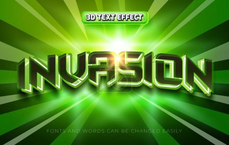 Illustration for Invasion action 3d editable text effect style - Royalty Free Image