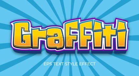 Illustration for Graffiti style yelow editable 3D text effect - Royalty Free Image