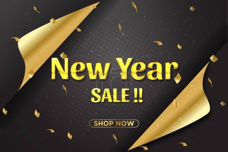 Illustration for New year sale revealing web banner - Royalty Free Image