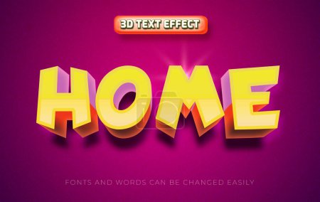 Illustration for Home 3d editable text effect style - Royalty Free Image