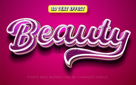 Illustration for Beauty 3d editable text effect style - Royalty Free Image