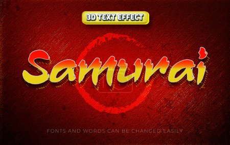 Illustration for Samurai ninja 3d text effect style - Royalty Free Image