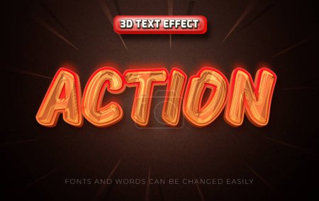 Illustration for Action 3d editable text effect style - Royalty Free Image