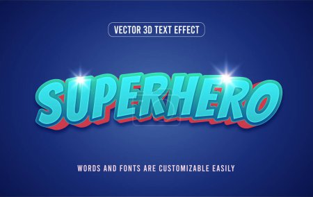 Ilustración de Acción azul efecto de texto editable estilo cómic superhéroe - Imagen libre de derechos