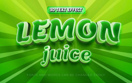 Illustration for Lemon juice 3d editable text effect style - Royalty Free Image