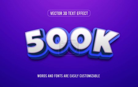 Illustration for 500k subscriber 3d editable text effect style - Royalty Free Image