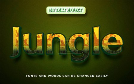 Illustration for Jungle 3d editable text effect style - Royalty Free Image