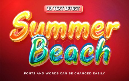 Illustration for Summer beach fun 3d editable text effect style - Royalty Free Image