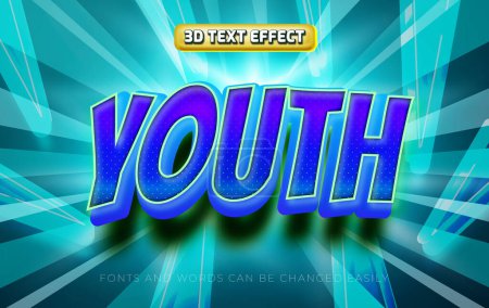 Illustration for Youth 3d editable text effect style - Royalty Free Image