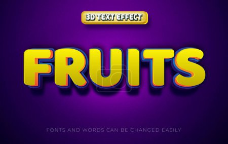 Téléchargez les illustrations : Fruits style d'effet de texte modifiable en 3D - en licence libre de droit