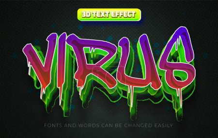Illustration for Virus infection graffiti style 3d editable text effect style - Royalty Free Image