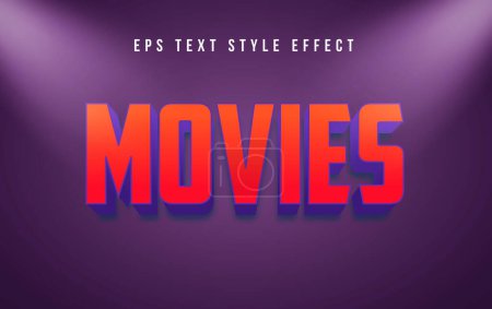 Illustration for Movies Red 3D Editable Text Style Effect with spotlight - Royalty Free Image