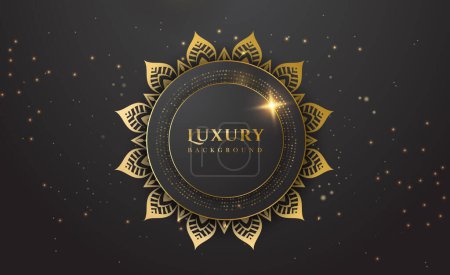Illustration for Luxury golden mandala background with gold particles and lights - Royalty Free Image