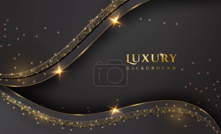Téléchargez les illustrations : Design de fond doré de luxe avec des particules d'or et des lumières - en licence libre de droit
