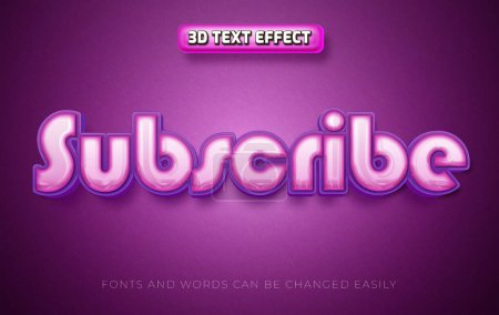 Illustration for Subscribe 3d editable text effect style - Royalty Free Image