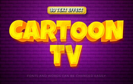 Illustration for Cartoon tv 3d editable text effect style - Royalty Free Image