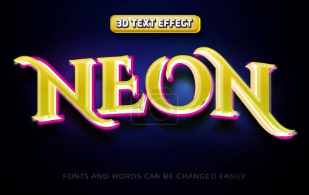 Illustration for Neon light 3d editable text effect style - Royalty Free Image