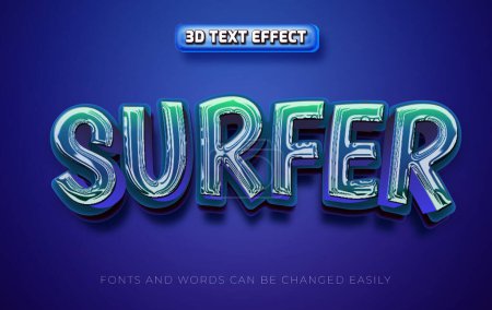 Téléchargez les illustrations : Plage surfer 3d éditable style d'effet de texte - en licence libre de droit