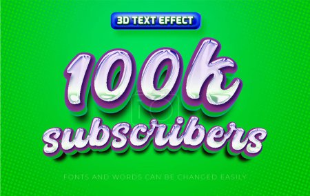 Ilustración de 100K Suscriptores celebración 3d estilo de efecto de texto editable - Imagen libre de derechos