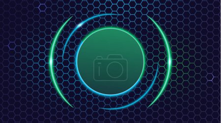 Illustration for Neon technological gaming green and blue neon modern esports background vector with circle and lights around - Royalty Free Image