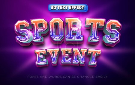 Illustration for Sports event shiny 3d editable text effect style - Royalty Free Image