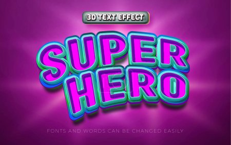 Illustration for Super hero 3d editable text effect style - Royalty Free Image