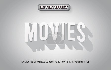 Illustration for Movies streaming style 3d text effect template - Royalty Free Image