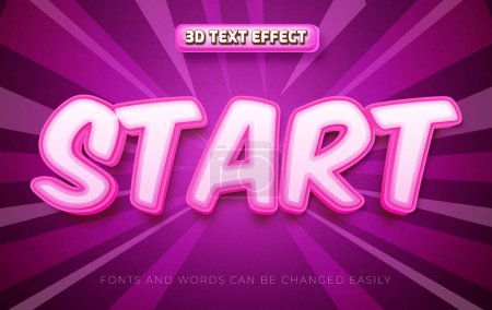 Illustration for Start 3d editable text effect style - Royalty Free Image