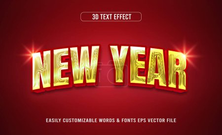 Téléchargez les illustrations : Bonne année rouge doré modifiable style effet de texte - en licence libre de droit
