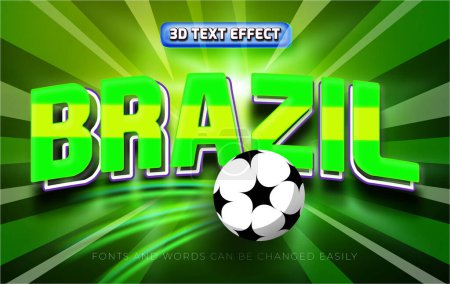 Téléchargez les illustrations : Brésil football 3d éditable style effet texte - en licence libre de droit